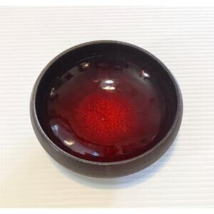 Vintage DITLEV DENMARK Bright Red Glaze Chocolate Brown Studio Pottery Bowl